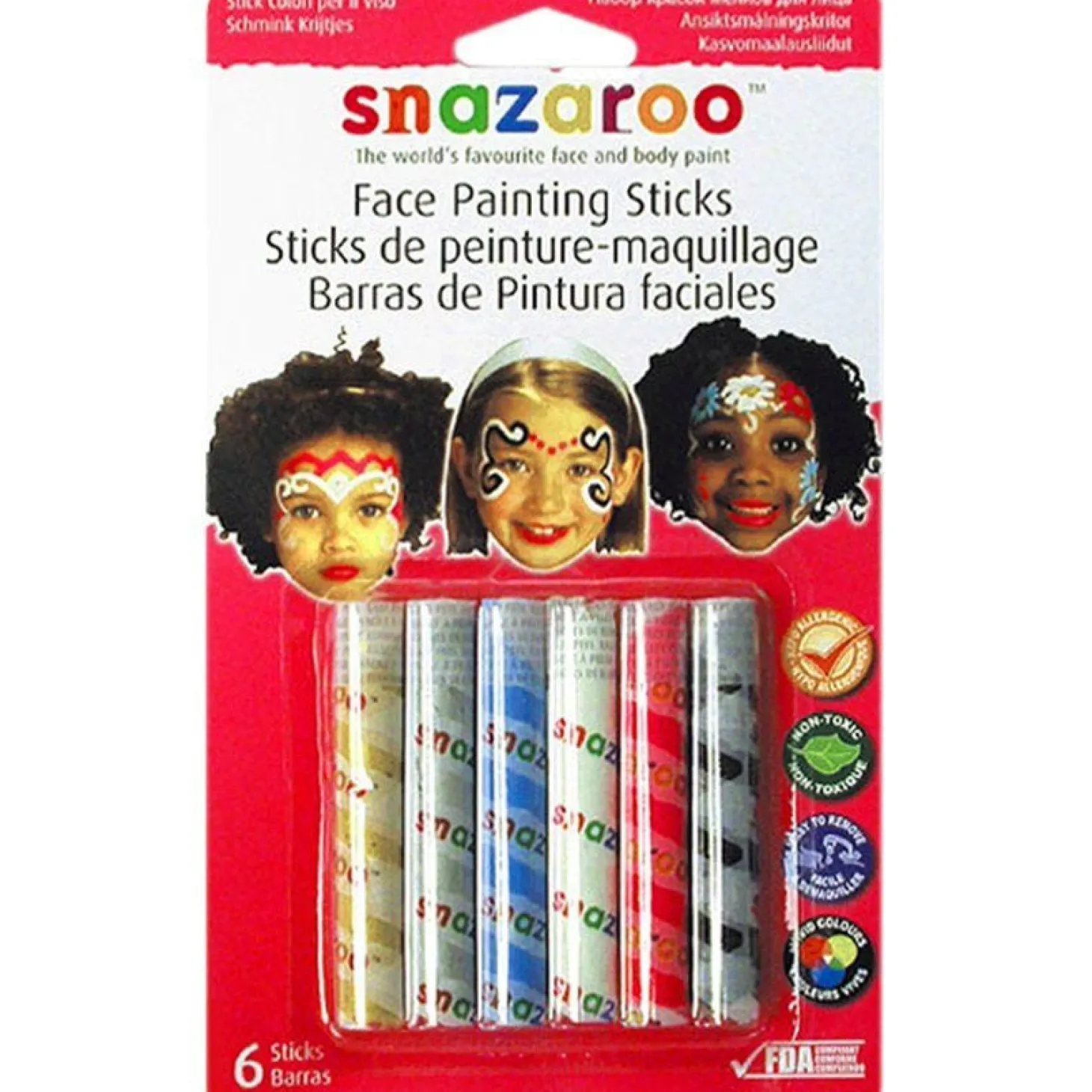 Snazaroo Girls Face Painting Sticks (6Pk)