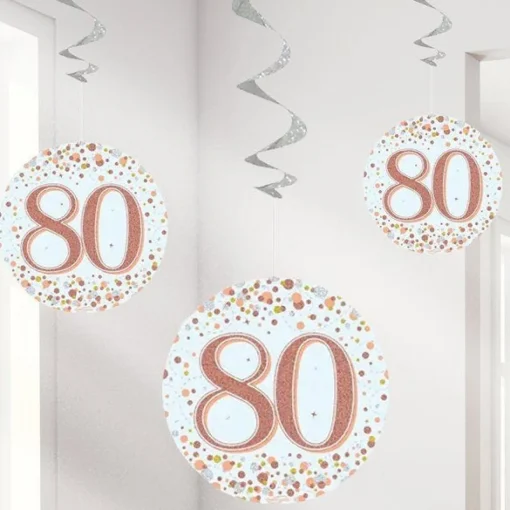 Sparkling Fizz 80Th Hanging Swirls (6Pk)