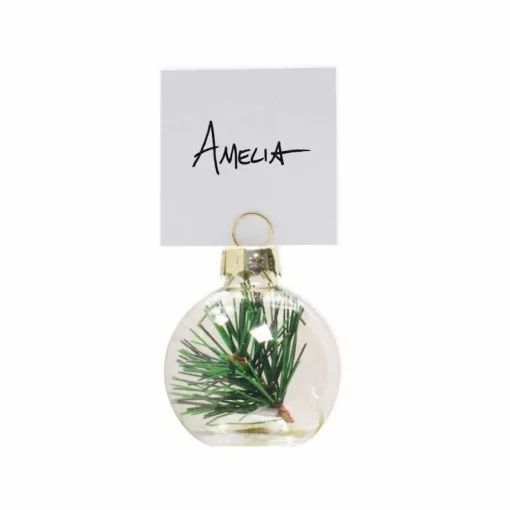 Sprig Foliage Glass Bauble Place Card Holders - 4Cm (6Pk)