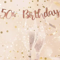 50Th Birthday Rose Gold Letter Banner - 1M