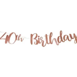 40Th Birthday Rose Gold Letter Bunting - 1M