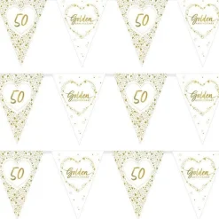 50Th Golden Wedding Anniversary Flag Bunting - 3.7M