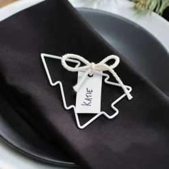 White Wire Christmas Tree Place Card Holder - 11Cm (4Pk)
