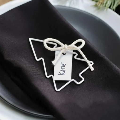 White Wire Christmas Tree Place Card Holder - 11Cm (4Pk)