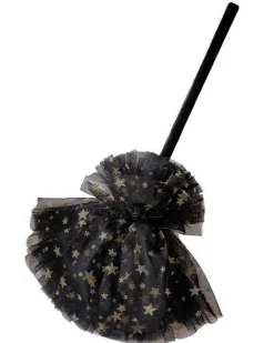 Witch Black & Gold Star Broom