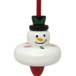 Wooden Christmas Spinning Top - 8Cm