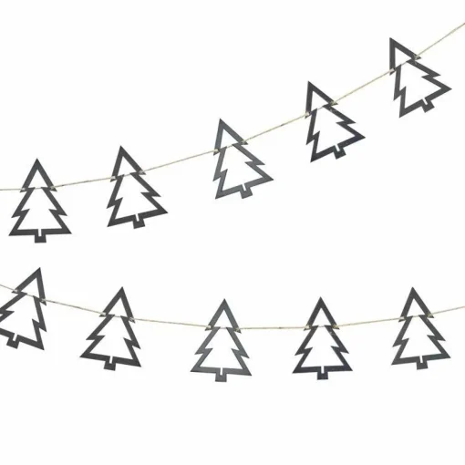 Wooden Tree Christmas Bunting Black - 2M