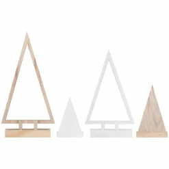 Wooden Tree Decorations (4Pk)